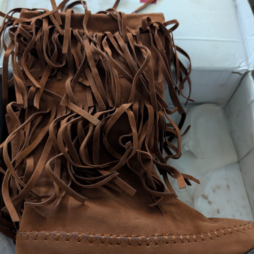 Rampage Brown Fringe Ankle Boots